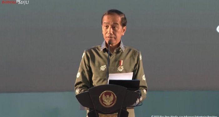 Presiden Jokowi di Puncak Peringatan Hari Pers Nasional Tahun 2023. (Dok : Tangkapan Layar YouTube Setpres)